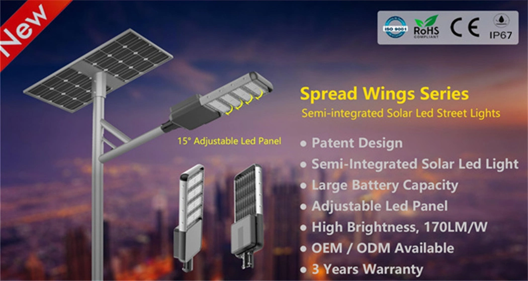 12volt 9m 100W Separate Solar Lighting System Semi Integrated Solar Street Light with Solar Panel
