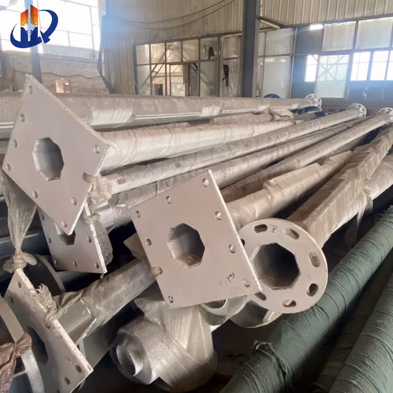 8 Meter Height Street Light Pole Galvanized Hexagonal Tapered Steel Pole