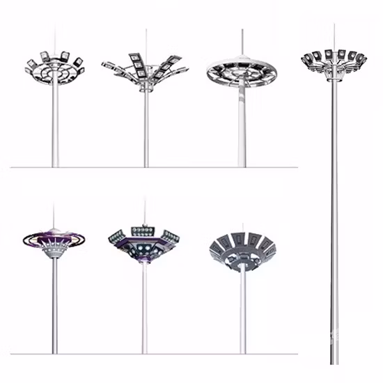 Heavy Duty Line Power High Mast Polygonal Powder Coated Hot DIP Galvanized Steel Iron Cast Solar Street Light Pole